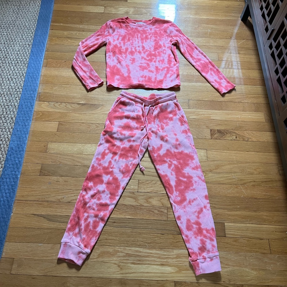 Anthropologie Saturday Sunday brand pink tie dye sweat set